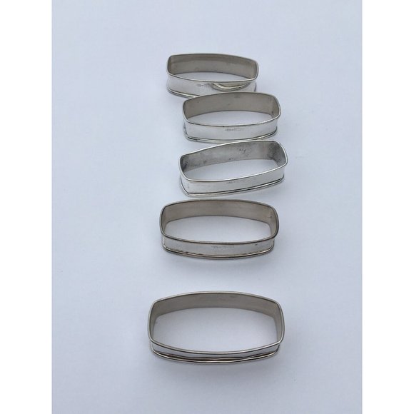 Lot of 5 Vintage Webster Sterling Silver Rectangular Napkin Ring - No Monogram - Picture 3 of 4